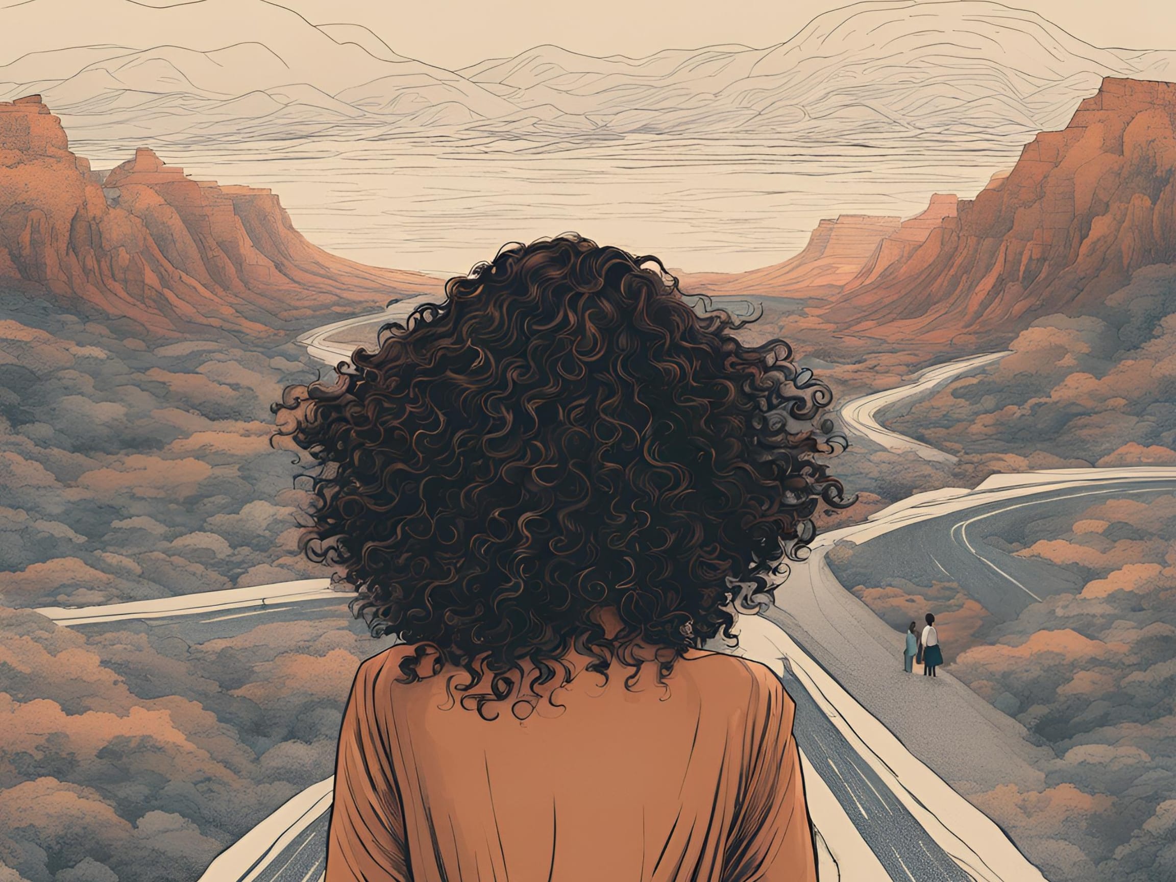 desenho de mulher de cabelos cacheados