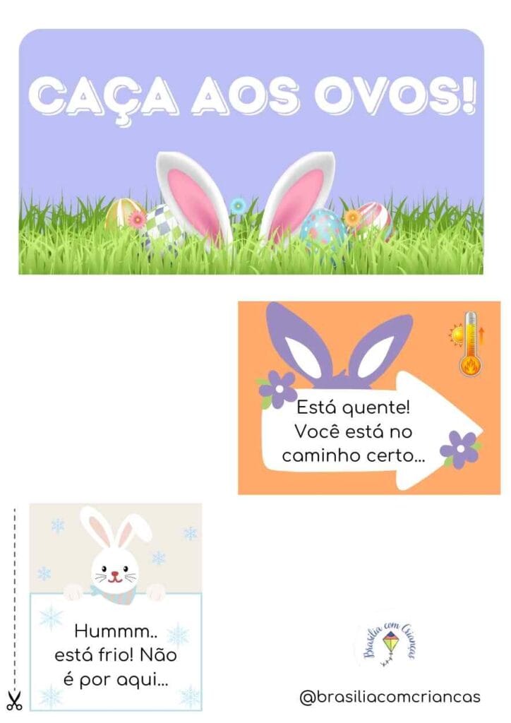 Kit de Caça aos Ovos – Páscoa para imprimir - Brasília com Crianças