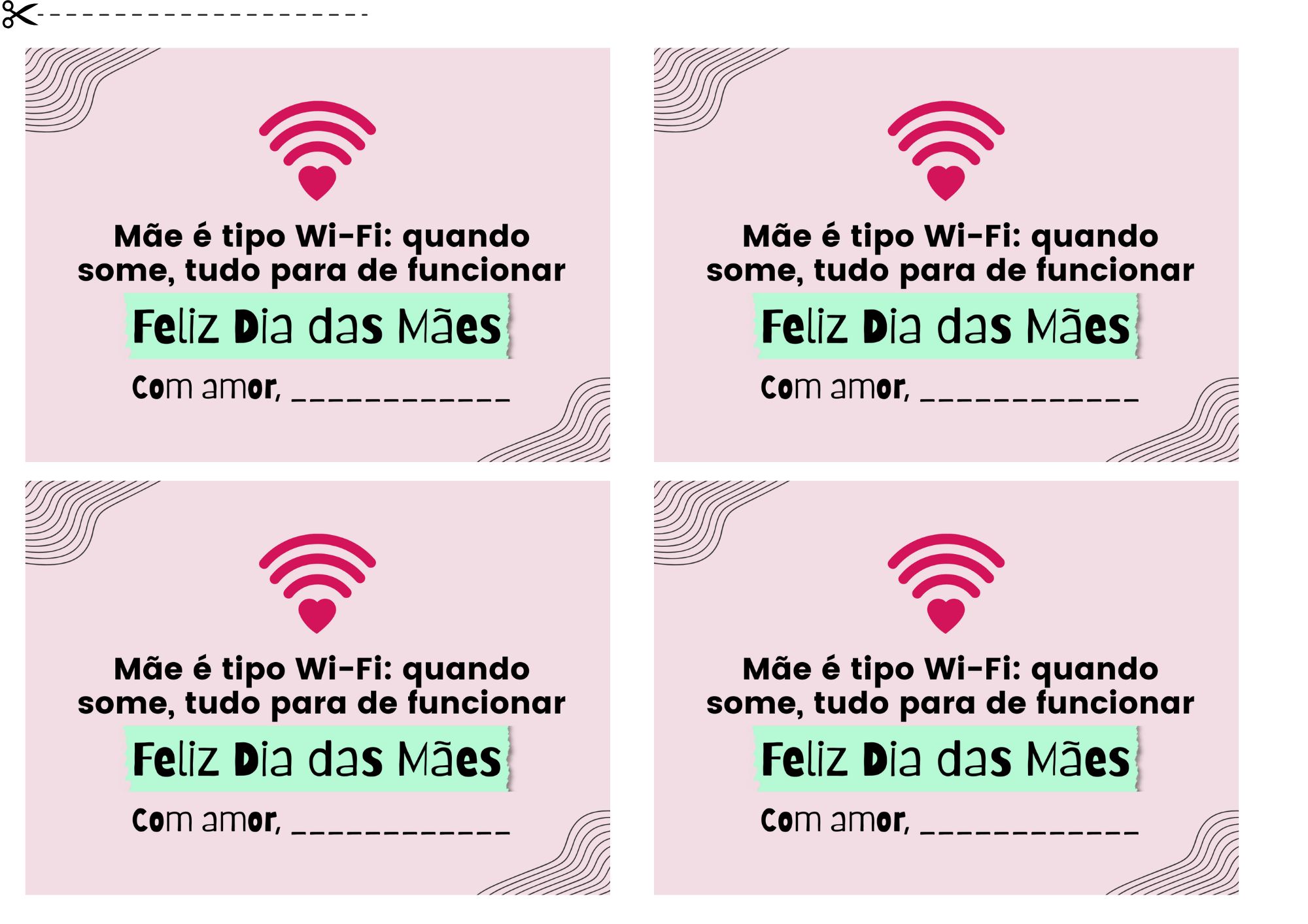 Mae-Wi-Fi Cartões e Tags Grátis para o Dia das Mães 