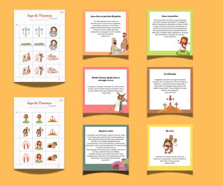 Jogo-da-Memoria-Pascoa-CRISTA Kit de Páscoa Cristã para Imprimir: Atividades Infantis (Jogo, Caça aos Ovos e Lembrancinhas)