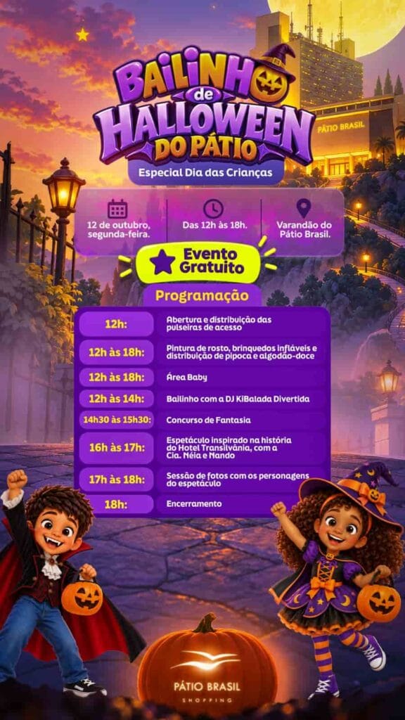 Programacao-576x1024 Pátio Brasil celebra o Dia das Crianças com Bailinho de Halloween gratuito