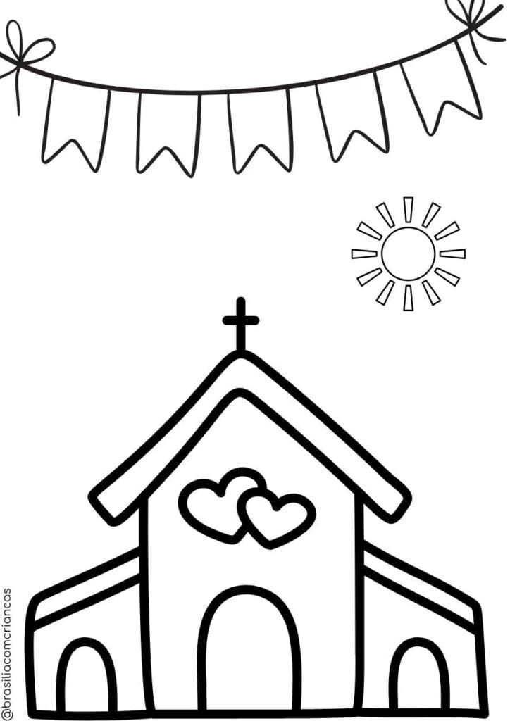 Desenho-Igreja-724x1024 Desenhos de Festa Junina para Colorir