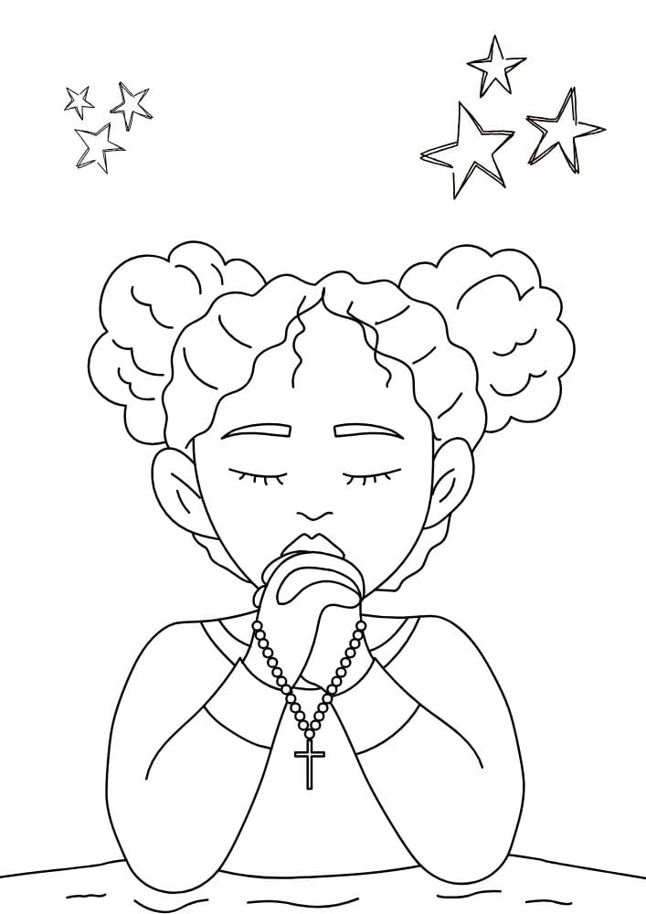 Menina-e-prece Jardim de Cores e Fé: Livro de Desenhos para Colorir